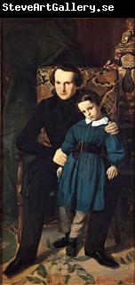 Auguste de Chatillon Victor Hugo with his son Francois Victor